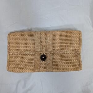 Handwoven natural fiber clutch from Barbados
